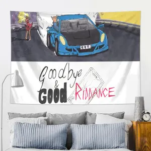 Letter & Car Pattern Tapestry, 1 Count Personalized Youth Fashion Decoration Background Poster Tapestry, Fashionable Decoration, Room Wall Hanging Decor, Tapestry Wall Mural