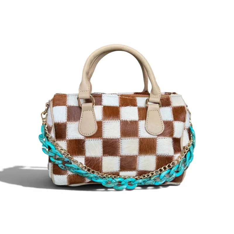 Dani Morgans Exclusive Checkered Cowhide Small Speedy Bag