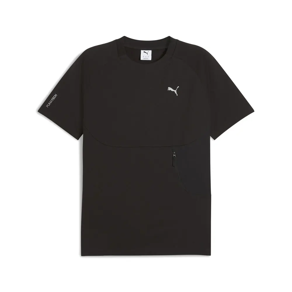 PUMA Mens Pumatech Pocket Crew Neck Short Sleeve Casual Tops Casual Moisture Wicking - Black
