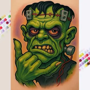 5D DIY Full Drill Diamond Painting - Handcraft Diamond Painting Kit Monster Gesture Mosaic Canvas DIY Wall Art, Home Wall Decor