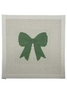 Green Simple Bow (13 mesh) Needlepoint Canvas
