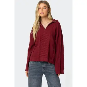 Oversized Quarter Zip Cable Knit Sweater Oversized Quarter Zip Cable Knit Sweater