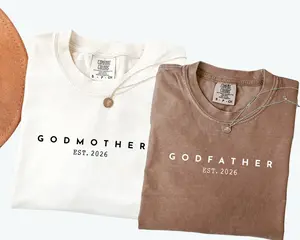 Custom Est. Godmother & Godfather Shirt Comfort Colors, Personalized Godparent Proposal Gift, Gift for Godmother Proposal,Godfather proposal