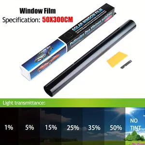 300cm (10ft) Uncut Roll 1% 5% 15%  50%VLT Window Tint Film - Premium PET Self-Adhesive Privacy Film for Car, Home & Office Glass - UV Protection, Heat Reduction, Easy Install with Tools Included, Car Window Tint Removable home office glass