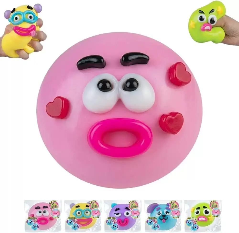 DIY Changeable Face Squishy Fidget Toy, Removable Facial Features Squeeze Stress Relief Toy For Kids Party Favor Gift