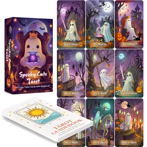 78 Card Spooky Cute Tarot Deck, 13x8 Cm Size for Beginners, Includes Paper Guide for Divination Game, Tarot Card Decks
