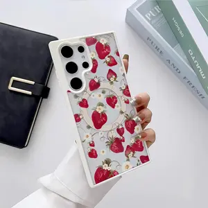 Strawberry flowers Pattern Premium Magnetic phone case applicable for Samsung Galaxy S25 S24 S23 S22 PLUS ULTRA FE durable shockproof protection Privacy Protection Magnetic Phone Case cute nic natalie reynolds mosnovo  protective case