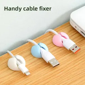 Circular Cable Holder Clips, 6-Pack Self-Adhesive Desktop Data Cable Management Clips, Home Office Cable Organizer, Office Desk Accessories, Fall Decor, Birthday Gift