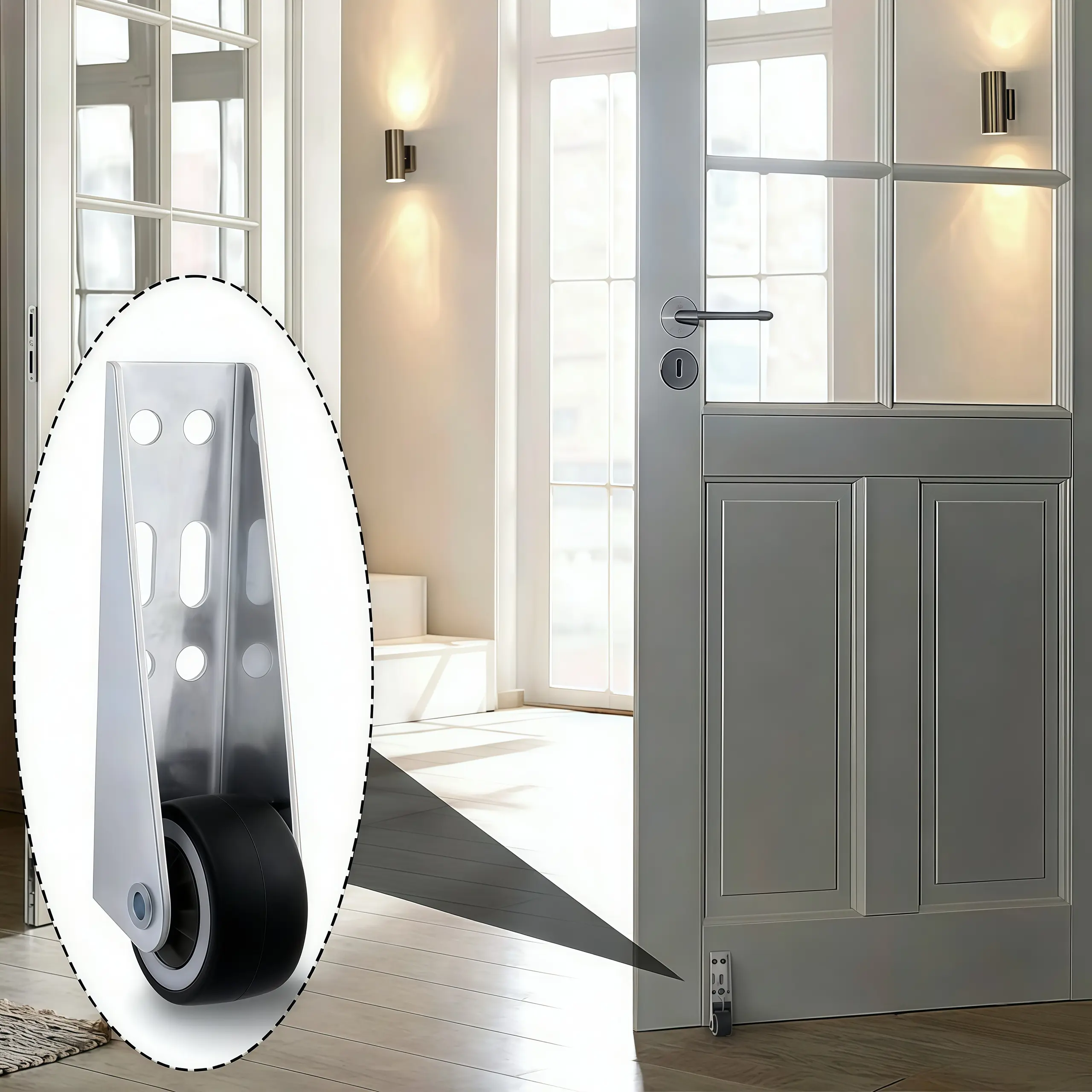 Perfect Home Upgrade Gift! 0.9" 2PCS Silent Rubber Caster Wheels - Heavy Duty Swivel Rolling Casters with Vertical Extended Bracket, Non-Slip Furniture Wheels for Coffee Tables, Sofas, Trundles & DIY Repair (Black)