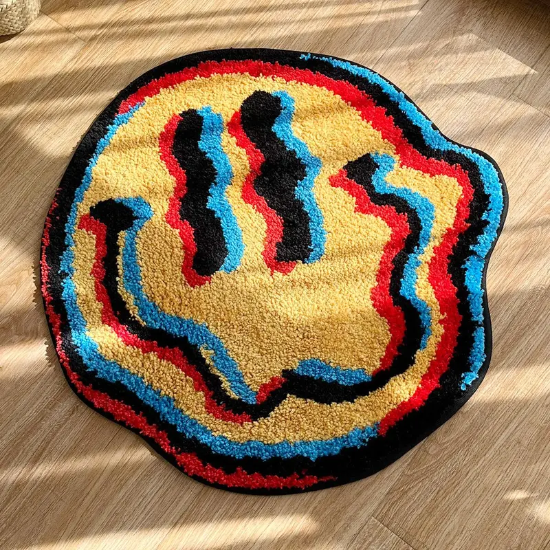 Smiling Face Pattern Rug, Creative Irregular Area Rug for Room Decor, Non-slip Floor Mat, Modern Abstract Rug, Decorative Carpet for Home Living Room, Rug for Bedroom, Boho Graphic Rug, Decorative Rugs