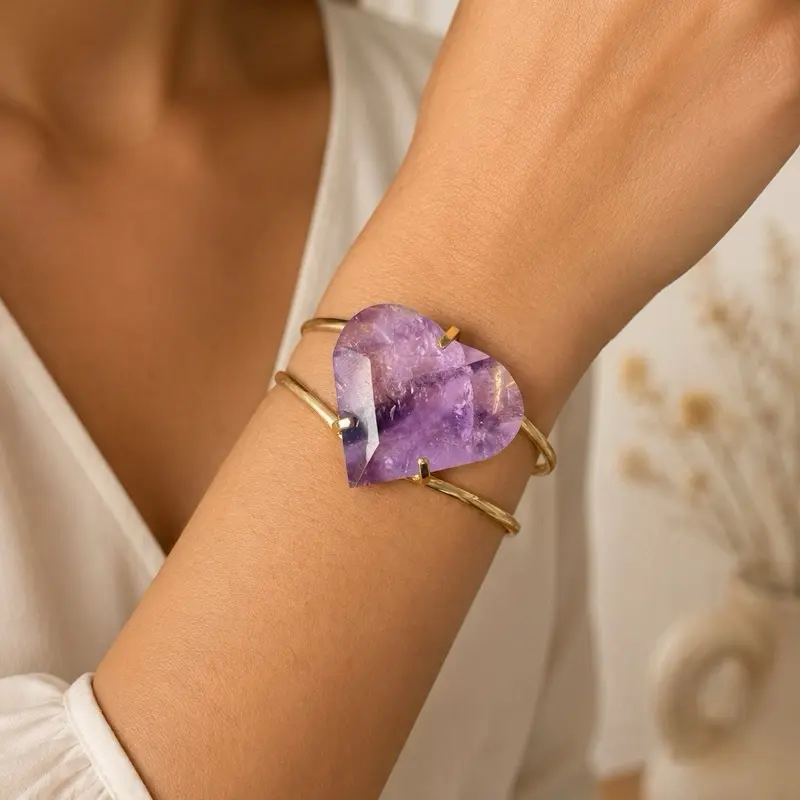 Faceted Amethyst Heart Bracelet