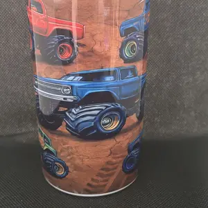 12oz Monster Truck Tumbler with Bold Design and Unique Vehicle Illustrations