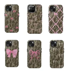 Bottomland Camo Pink Bow Ribbon Tough Phone Case, Gifts for Her, Hunting Gifts, Duck Hunting, Accessories Protection