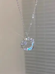 Elegant Sweet Star Moon Necklace, Fashion Versatile Style Moon Pendant Choker, Trendy Valentine's Day Gift for Girlfriend