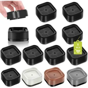 8 Pack Adjustable Heavy Duty Square Stackable Furniture Risers, Lift Height 1" 2" 3" For Bed Table Desk Couch Chair Sofa Cabinet Dorm, Black