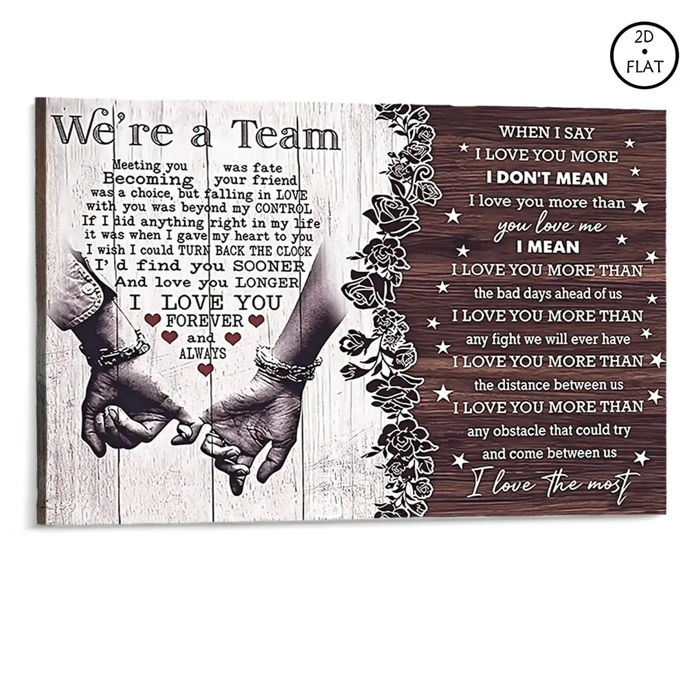 Ideal We're A Team Couple Painting Canvas Art Gift Husband Wife Birthday Anniversary Couple Lover Home Picture Bedroom Living Room