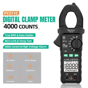 Automatic Range Clamp Multimeter Ac Dc Trms 4000 Counts, Resistance Capacitance Diode Test Ncv Contactless Voltage Detection Backlit Display Digital Multimeter