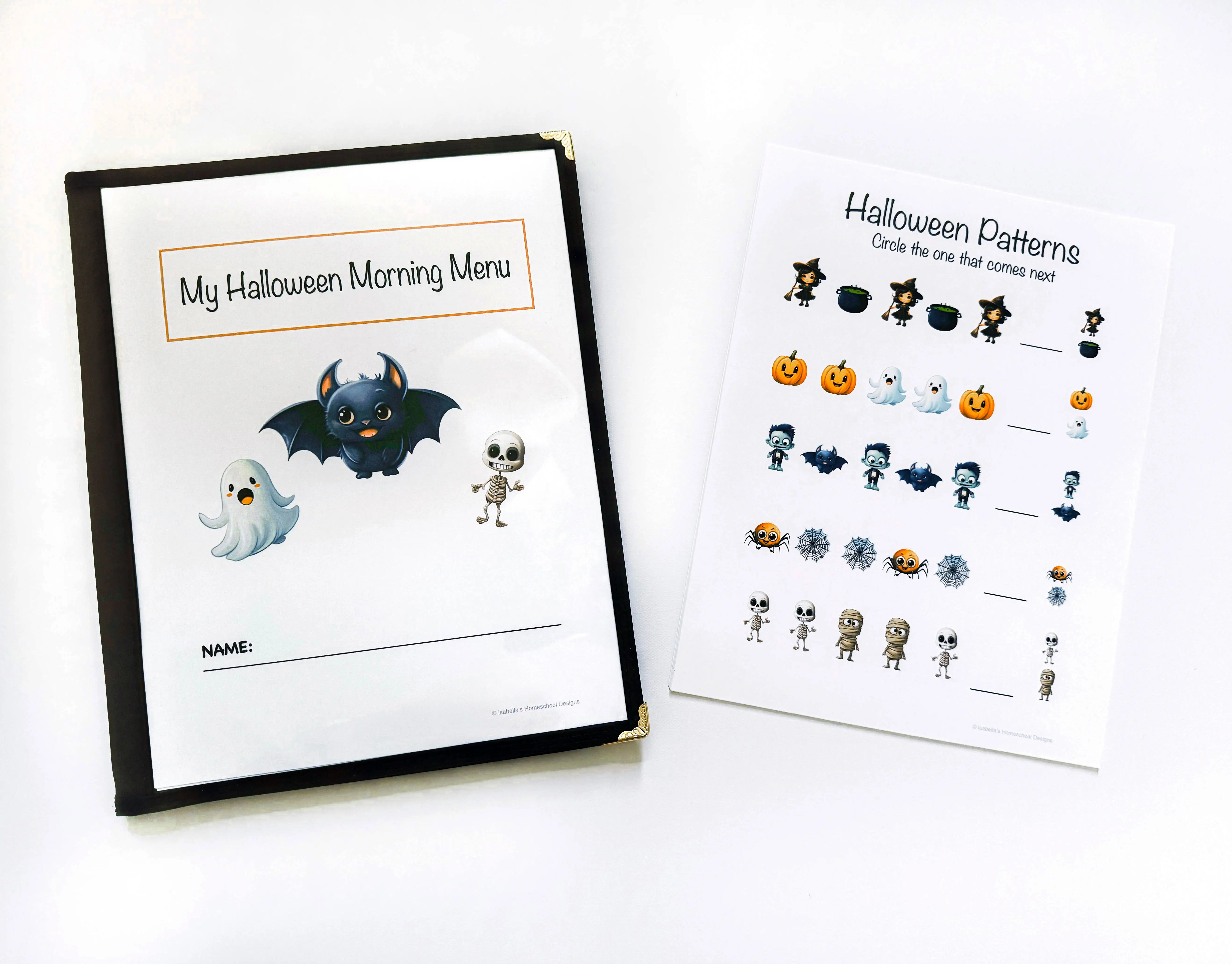 Halloween Morning Menu For Preschoolers With 19 Activity Pages | Toddler Busy Book | Toddler Workbook | Halloween Activity Book