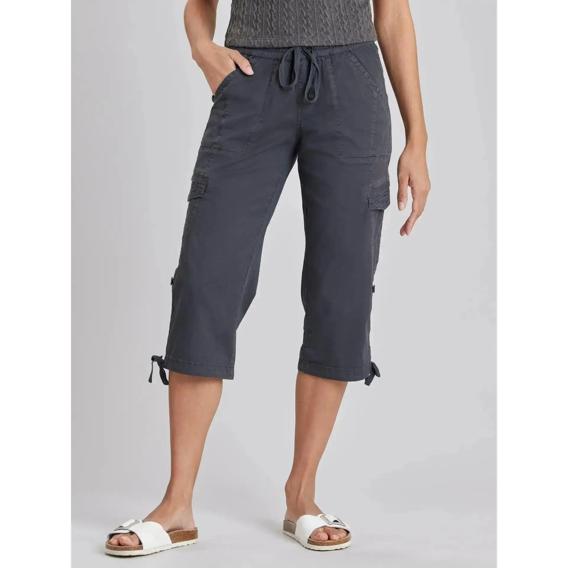 Women's Convertible Skimmer Pants – Elastic Waist Cotton Utility Capri, Piece and Everyday Favorite, ComfortWear, MustHaveBasics, VersatileWear, ComfortableFit, ModernClassic, RelaxedStyle chic look stretch fit