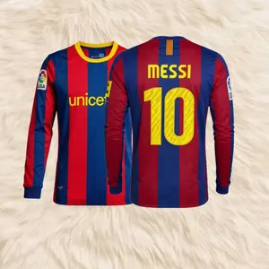 10 11 Home Long Sleeve Retro Jersey 10# Messi Fans Version Soccer Jersey
