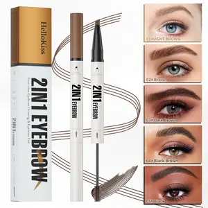 2in1 4-Pronged Dual-Ended Eyebrow Pencil & Eyebrow Gel, Ultra-Fine Realistic Pencil End, Waterproof & Sweatproof, Long-Lasting