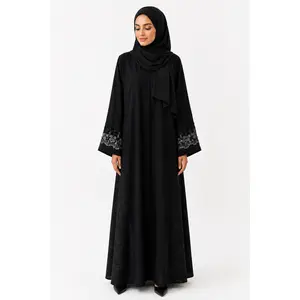 Amethyst Blossom Open Abaya - Gray