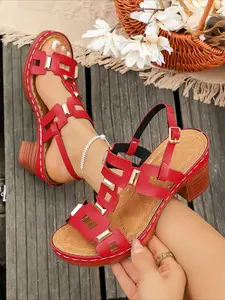 Viral Bright Yellow Geometric Cutout Block Heel