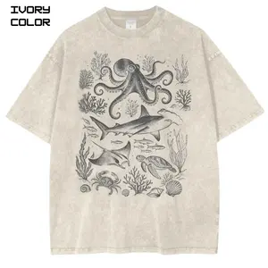 Vintage Marine Life Graphic Tee,Octopus, Shark, Turtle Illustration, Retro Ocean Nature Tee, Ocean Lover Shirt, Unisex Streetwear Tee, cotton crewneck shirt, Gift For Him and Her