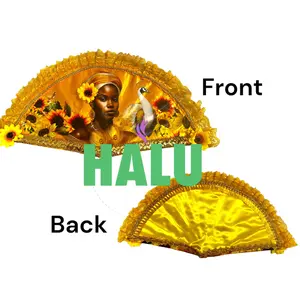 Abanico Oshun Decorado/ Ochun Handmade Fan/ Santeria
