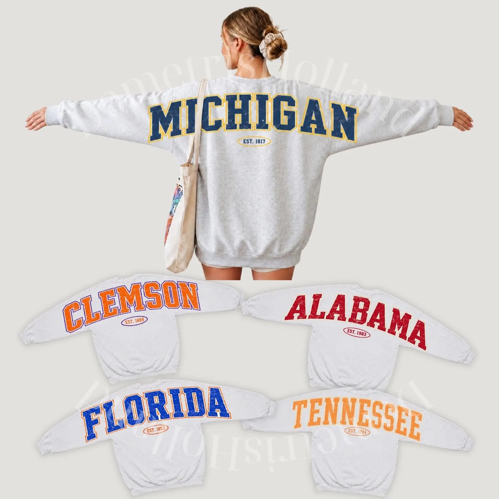 Vintage 90s All Team Football Shoulder Back Printing Crewneck Sweatshirt, Game Day Sweatshirt, Striped Varsity Block Letter Football Graphic Sweatshirt, Sunday Football Cewneck, College Football Shirt, Fall Sport Season Shirt