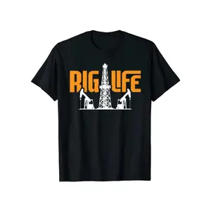 Men's oil rig workers and oilfield life Graphic T-Shirt - Short Sleeve Crew Neck Regular Fit Casual Wear | Soft & Breathable Fabric, Durable Print, Everyday Comfort, Machine Washable, humorous and industrial-themed graphic design oil drilling rig with