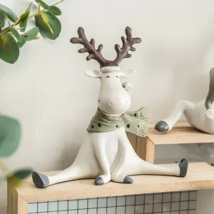 1 Pc Exquisite Nordic Craft Split Deer Resin Elk Sculpture - Hand-painted, Creative, Unique Home Decor Gift - Perfect for Wedding Couples, Nursery, Living Room, Bar, Coffee Shop, Car Decoration, Confession Dolls, and Home Goods  Ornaments White Elk-X23130