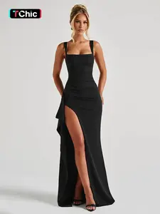 Square Neck High Slit Dress, Elegant Party Wear, Formal Wear, Stylish Women's Clothing, Perfect for Special Occasions, Comfortable and Trendy Design
