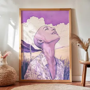 Brave Woman Wall Art poster | Chemotherapy Warrior | Strong Mother Illustration | Resilient Woman Poster