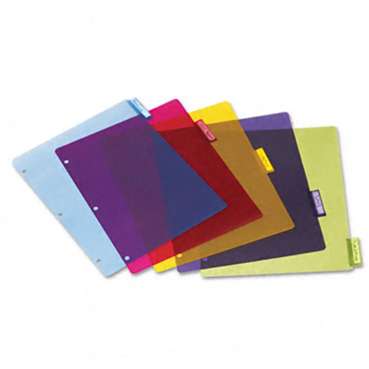 Cardinal 84018 Poly Index Dividers Five-Tab Letter Assorted Four per Pack