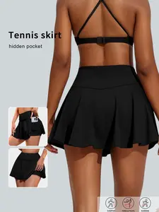 High Waist Sporty Skirt Pants, Quick-Dry High Elasticity Slim Fit Pleated Short Skirt, Tennis Yoga Running Casual Half-Skirt, Athletic Skort, High Waist Skorts, Pleated Tennis Skirts