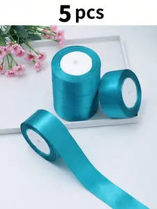 5 Rolls Satin Ribbon, DIY Rose Flower Materials, Decorative Ribbon For Cake, Gift Packaging, Wedding, Party, Valentine's Day, Graduation, Mother's Day, Birthday, Wedding Supplies, Bridesmaid Gifts, Party Favors, Back To School, Labor Day, Independence Day