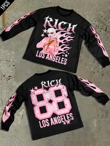 Unisex Round Neck Sweatshirt, Knit, Digital Print Design, Graphic, Casual Fitted Top for Fall & Winter, Moderate Fabric Thickness, Long Sleeve