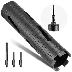 summervibes Diamond Core Bit, 2.5 in Diameter, 9.5 in Drilling Depth, 5/8-11 Internal Thread, Dry Coring Bit with 3 Adapters, Pilot & Hex Wrench, for Concrete, Red Bricks, Masonry, Diamond Bit, With Adapters