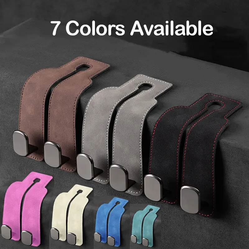 Leather Car Headrest Hook - 1PC Purse Holder, Grocery Bag Organizer for Car Interior Accessories, Hook Strap, Magnetic Holder