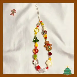 Christmas Card Mobile Phone Chain Gingerbread Mobile Phone Chain CCD Hanging Decoration Hanging Rope Cute Bead Diy Camera