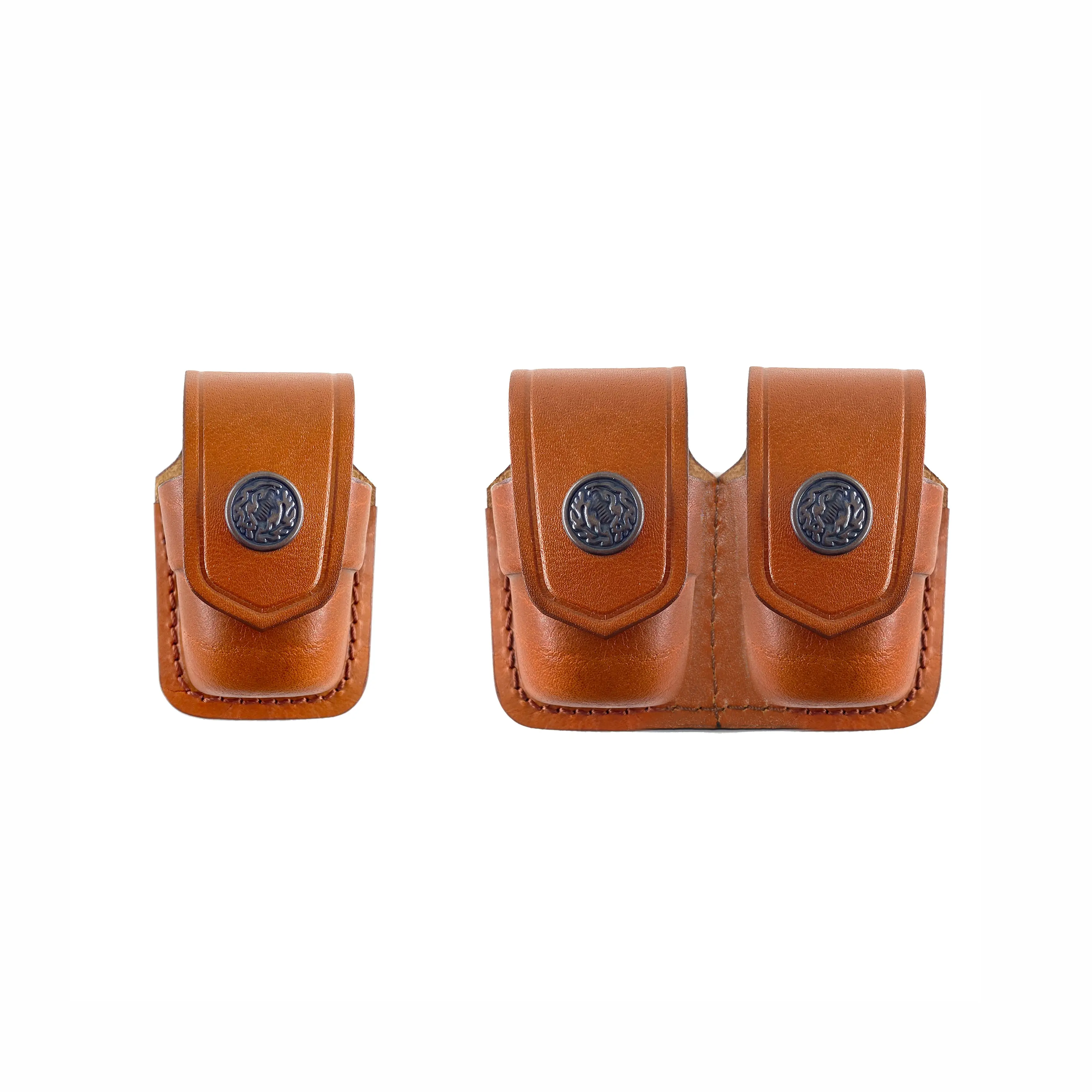 ALS3738 Single & Double Speedloader Pouch for 357 Magnum 6 & 7 Shots, 44 Magnum 5 Shot, S&W .38 Special 6 Shot speedloaders Genuine Leather Handmade!