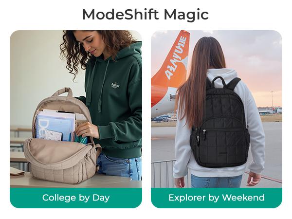 BAGSMART Quilted Laptop Backpack for Women–Regular Size with 32OZ Pockets Water-Resistant College & Travel Backpack, Fits 15.6”Laptop and Mini Size(11.4" × 8.2" × 4.3") Fits 9.7”Laptop TikTokShopHolidayHaul