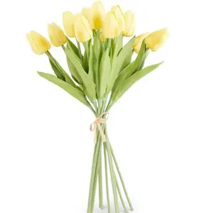 Yellow Real Touch Mini Tulip Bundle 12" - 12 Stems Artificial Flower