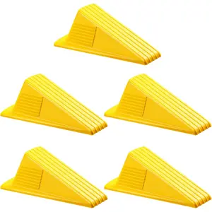 5 count  Door Stoppers for Floor Rubber Door Stop Wedge Floor Sturdy Stackable Door Stop Large Door Wedge for Hotel Carpet Door Hardwood Concrete and Tile (Yellow)