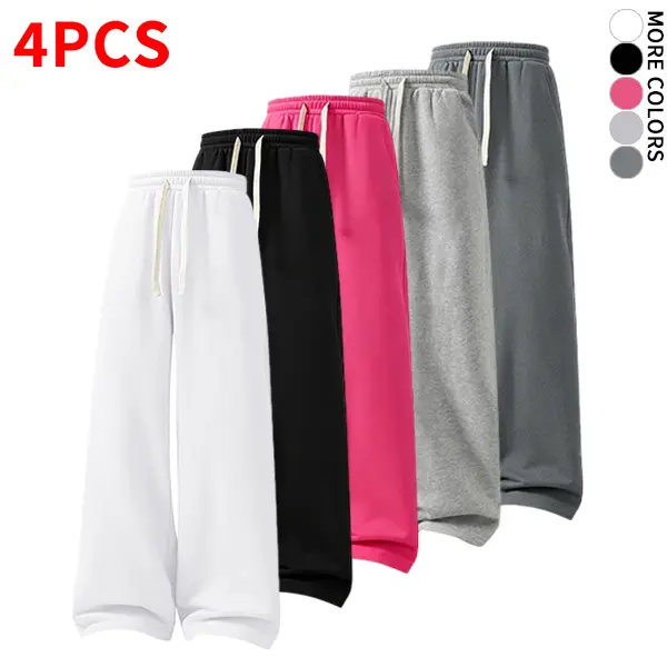 Fall/Winter wide-leg sweatpants set for men — versatile multi-piece design with a drapey straight cut that flatters leg shape; basic colors for easy pairing, suitable for all body types.