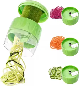 3 in 1 Vegetable Spiralizer Slicer Adjustable Zucchini Carrot Noodle Maker Cucumber Spiral Cutter Easy to Use Kitchen Tool Green