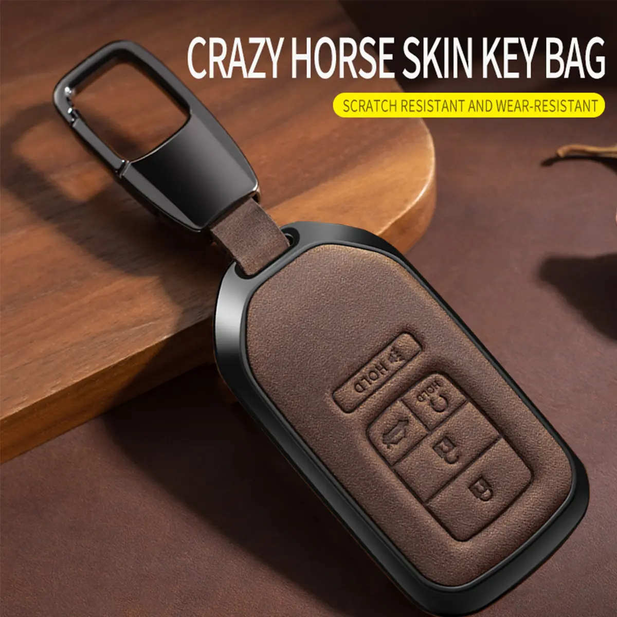 For Honda Key Fob Cover Leather Car 2016-2022 Accord Civic CRV Pilot Ridgeline Passport Key Case Durable Protector Car Key Accessory Car Key Holder Auto Automotive