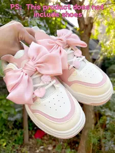 Fabric Bowknot Shoe Accessories Set, Easy Install Detachable DIY Decorations, Customizable Canvas Shoes, Perfect Gift for Parties