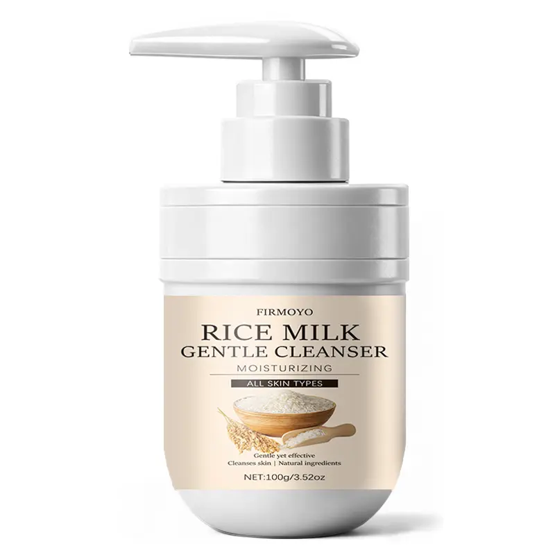 100ML Rice Milk Cleansing Cream, Gentle Facial Cleanser, Tighten Pores, Brighten Skin, Smooth Light, Fresh Fragrance, Daily Care for Men and Women, Rice Face Wash